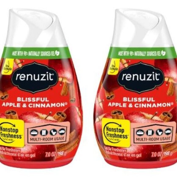 Renuzit Air Freshener Blissful Apple & Cinnamon 7 oz 2 Cones Home Scent Fall - Picture 1 of 6
